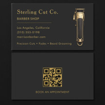 Barber Shop QR Code Zwart & Goud Professioneel