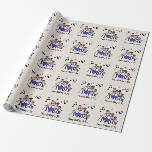 Barber Shop Quartet Birthday Wrapping Paper Cadeaupapier (Uitgerold)