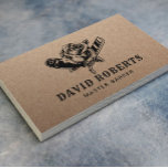 Barber Shop Razor en Roos Barbershop Rustic Kraft Visitekaartje<br><div class="desc">Barber Razor & Roos Logo Barbershop Hair Stylist Rustic Kraft Visitekaartjes.</div>