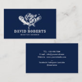 Barber Shop Razor en Roos Logo Barbershop marine Visitekaartje (Voorkant / Achterkant)