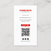 Barber Shop Red Barber Pole Barbershop QR Code Visitekaartje (Achterkant)