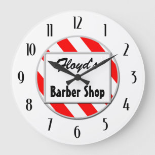 Barber Shop Red Black Clock Grote Klok