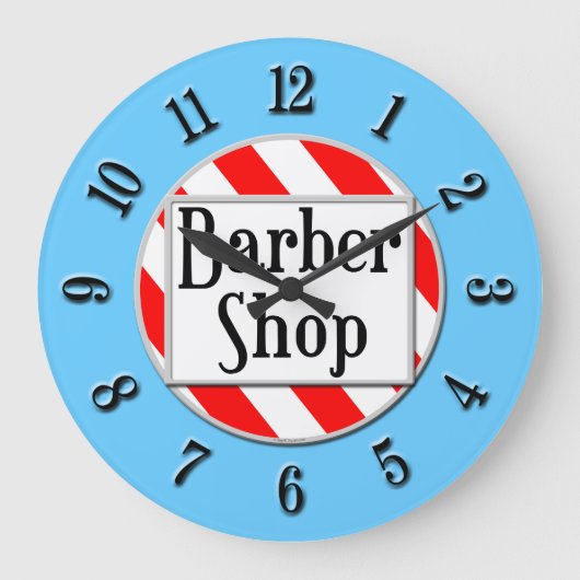 Barber Shop Red, White en Blue Retro Clock Grote Klok (Voorkant)