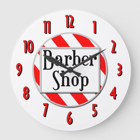 Barber Shop Red White Retro Wall klok (Voorkant)