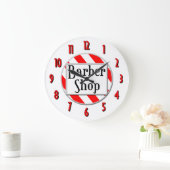 Barber Shop Red White Retro Wall klok (Huis)