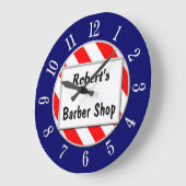 Barber Shop Retro Red, White en Blue Custom Clock Grote Klok (Hoek)