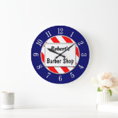 Barber Shop Retro Red, White en Blue Custom Clock Grote Klok (Huis)
