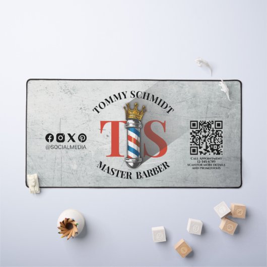 Barber Shop Royal Crown Barber Pole Hair Salon QR Bureaumat (Kindertafel)