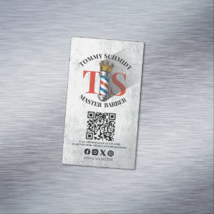 Barber Shop Royal Crown Barber Pole Hair Salon QR Magnetisch Visitekaartje