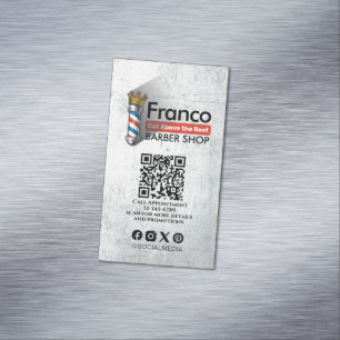 Barber Shop Royal Crown Barber Pole Hair Salon QR Magnetisch Visitekaartje