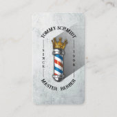 Barber Shop Royal Crown Barber Pole Hair Salon QR Visitekaartje (Voorkant)