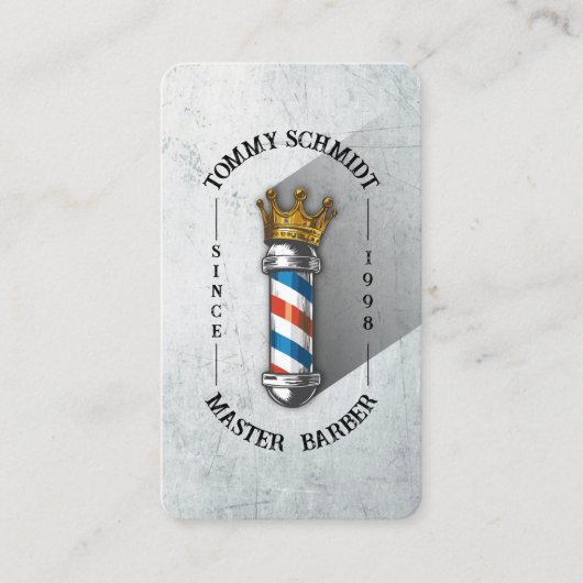 Barber Shop Royal Crown Barber Pole Hair Salon QR Visitekaartje (Voorkant)