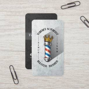 Barber Shop Royal Crown Barber Pole Hair Salon QR Visitekaartje