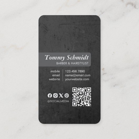 Barber Shop Royal Crown Barber Pole Hair Salon QR Visitekaartje (Achterkant)