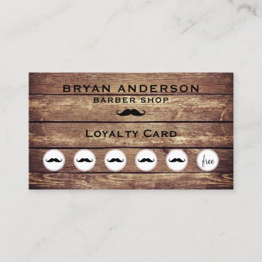 Barber Shop Rustic Loyalty Punch Card (Voorkant)