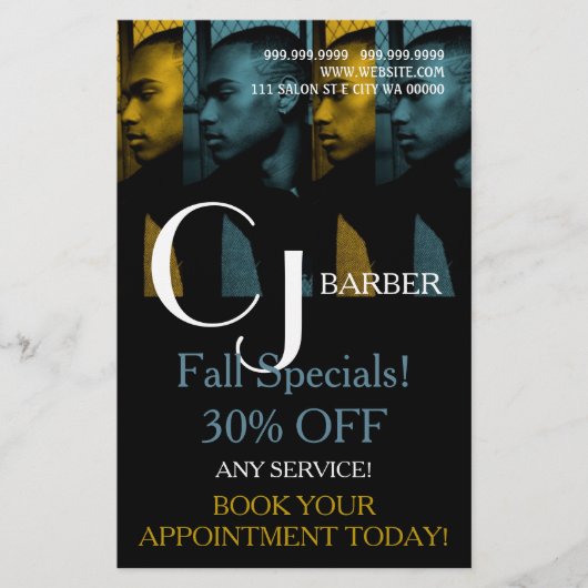 Barber Shop Salon Stylist Hair Flyer Menu (Voorkant)