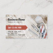 Barber Shop Schaar & Barber Pole Grunge Hout Visitekaartje (Voorkant)