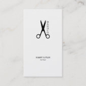 Barber shop schaar eenvoudig zwart-wit visitekaartje (Voorkant)