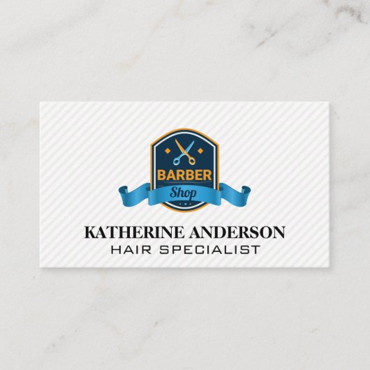 Barber Shop Scissors Badge Logo Visitekaartje (Voorkant)