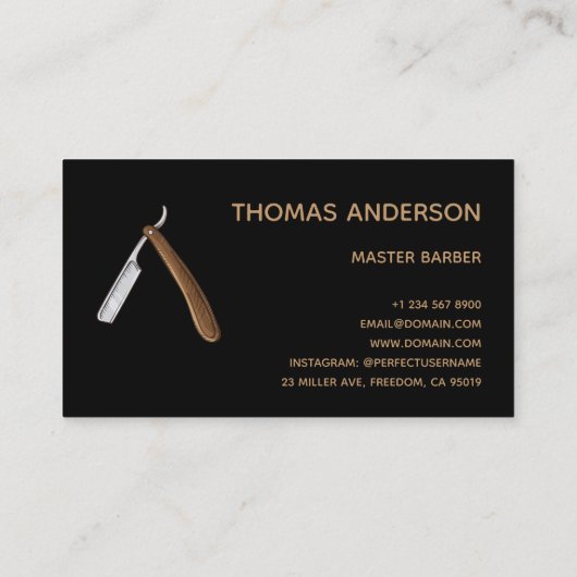 Barber Shop Shave Razor Logo Elegant Clear Visitekaartje (Achterkant)