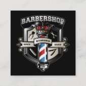 Barber Shop Shield en Kroon Vierkante Visitekaartje (Voorkant)