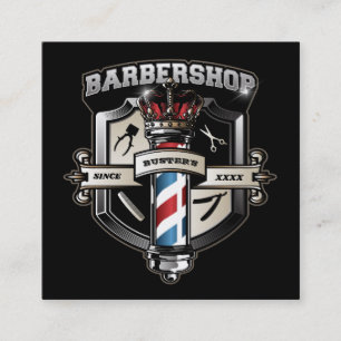 Barber Shop Shield en Kroon Vierkante Visitekaartje