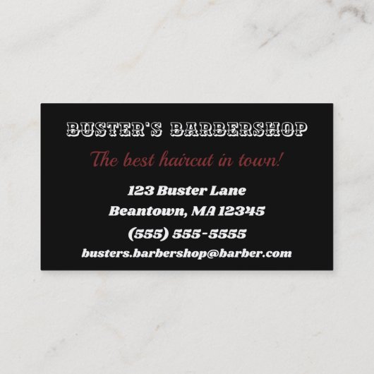 Barber Shop Shield en Kroon Visitekaartje (Achterkant)