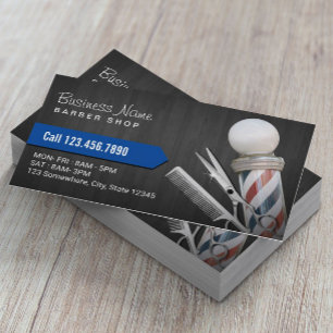 Barber Shop Silver Scissor Professional Dark Wood Visitekaartje