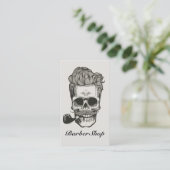 Barber Shop Skull Scissors Visitekaartje (Staand voorkant)