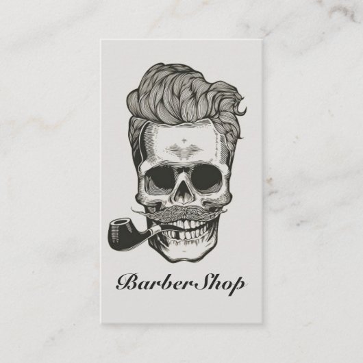  Barber Shop Skull Scissors Visitekaartje (Voorkant)