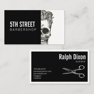 Barber Shop Skull Scissors Visitekaartje