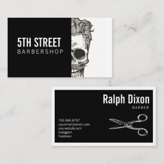 Barber Shop Skull Scissors Visitekaartje