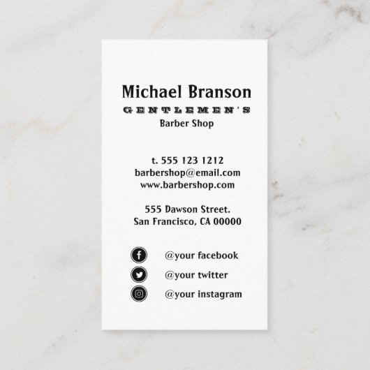  Barber Shop Skull Social media vertical Visitekaartje (Achterkant)