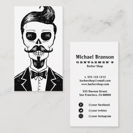  Barber Shop Skull Social media vertical Visitekaartje (Voorkant / Achterkant)