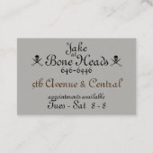 Barber Shop Skulls, CrossScissors in Grays op Visitekaartje (Achterkant)