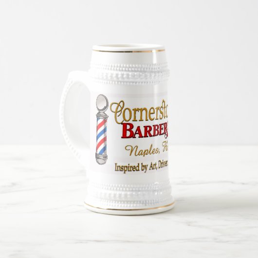 Barber Shop Stein Bierpul (Voorkant links)