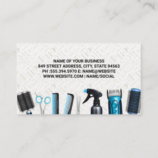 Barber Shop Stijlvol gereedschap | Patroon Visitekaartje (Achterkant)