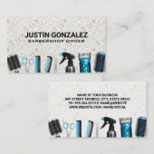 Barber Shop Stijlvol gereedschap | Patroon Visitekaartje (Voorkant / Achterkant)