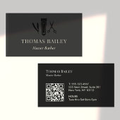 Barber Shop Straight scheermes en schaar QR Visitekaartje