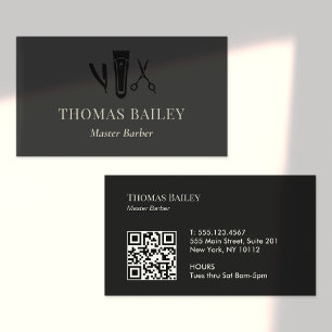Barber Shop Straight scheermes en schaar QR Visitekaartje