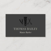 Barber Shop Straight scheermes en schaar QR Visitekaartje (Voorkant)