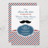 Barber Shop Stripes Baby shower Invitation Kaart (Voorkant / Achterkant)
