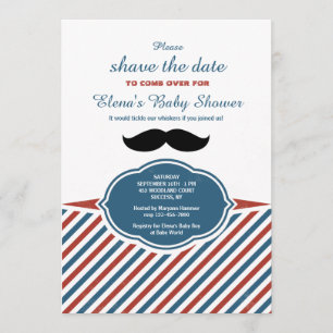 Barber Shop Stripes Baby shower Invitation Kaart