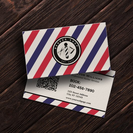 Barber shop stripes barbershop logo visitekaartje