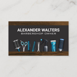 Barber Shop Stylist Tools Hout Visitekaartje