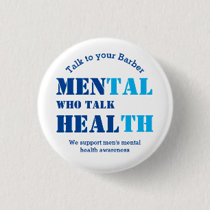 BARBER SHOP TALK Mannen Mental Health CUSTOM TEKST Ronde Button 3,2 Cm