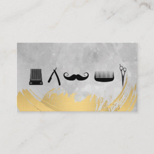 Barber Shop Tools Gold Brushed Waterverf Visitekaartje