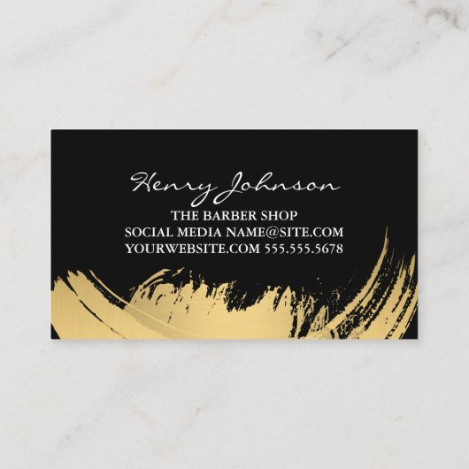 Barber Shop Tools Gold Brushed Waterverf Visitekaartje (Achterkant)