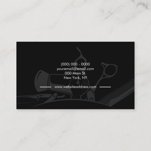 Barber Shop Tools Hair Cut Salon Simple Logo Theme Visitekaartje (Achterkant)