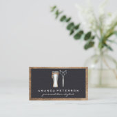 Barber Shop Tools | Leder Visitekaartje (Staand voorkant)